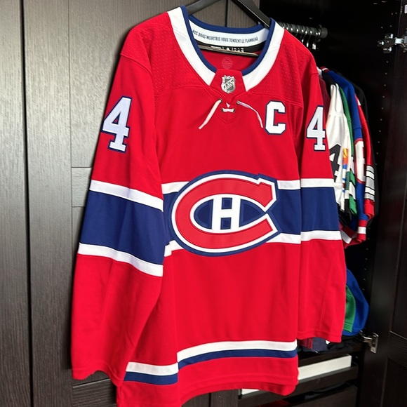 Nick Suzuki Montreal Canadiens adidas Home Primegreen Authentic Jersey - Red - Picture 3 of 7